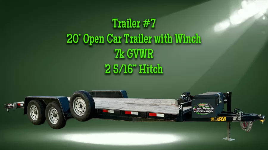 #7 Resier 20' Car 7K W/ Winch (Car) rental from No Bull Trailer Rentals, LLC